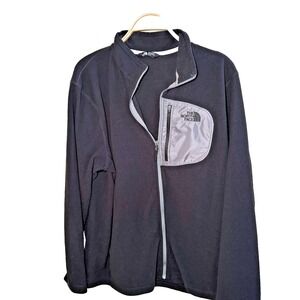 North Face Mens Fleece Jacket XL Quarter Zip Fleece Lined Black Gray Pocket